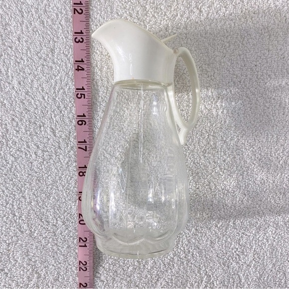 Vintage Log Cabin Clear Glass Plastic Spout Syrup Dispenser - Picture 2 of 12